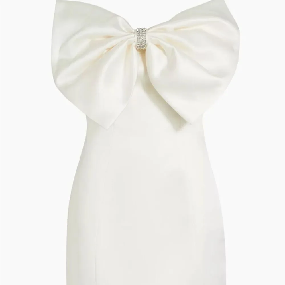 NWOT Bronx and Banco Evie‎ Bow Satin Minidress Elegant white Mini Dress - Picture 8 of 15